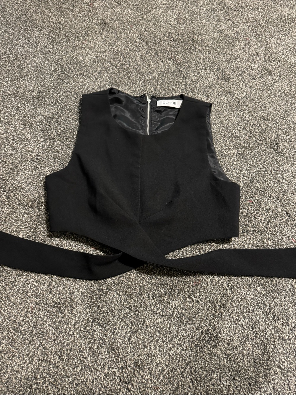 DO+BE Black Cropped Wrap Tie Front Tank